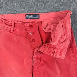 Vintage Polo Ralph Lauren Pants Mens 34x30 Pink Button Fly Military Chino Baggy